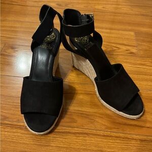 Vince Camuto Black Wedge Sandals